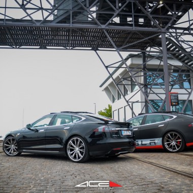 ACE 22" Convex Custom Chrome Aspire Black Chrome Machined Face Tesla Model S Denmark Aftermarket Wheels